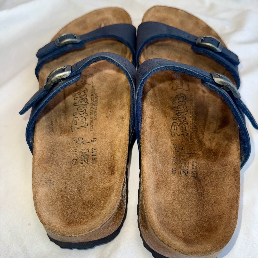 Birkenstock Navy Blue Two-Strap Slide Sandals - Picture 2 of 10